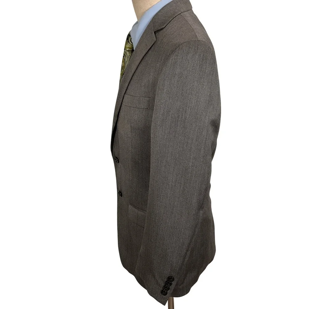 Lauren Ralph Lauren Blazer Mens 40R Gray Herringbone Camel Hair‎ Wool Sport Coat